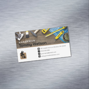 Handy Man   Construction   Contractor Magnetic Business Card