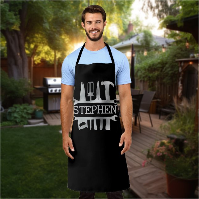 Handy Man Tools Monogram Name Apron (Creator Uploaded)