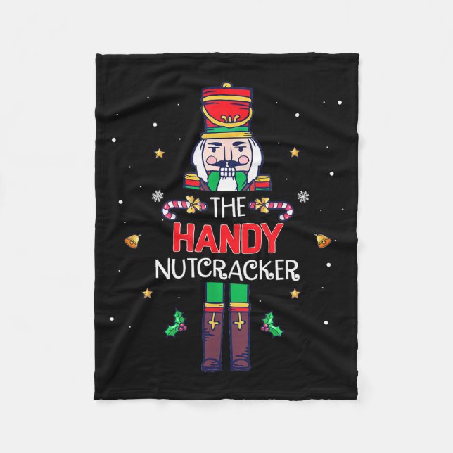 Handy Nutcracker Funny Christmas Family Matching O Fleece Blanket (Front)