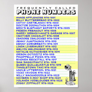 Handy Phone Number List To Display Near Your Phone Poster
