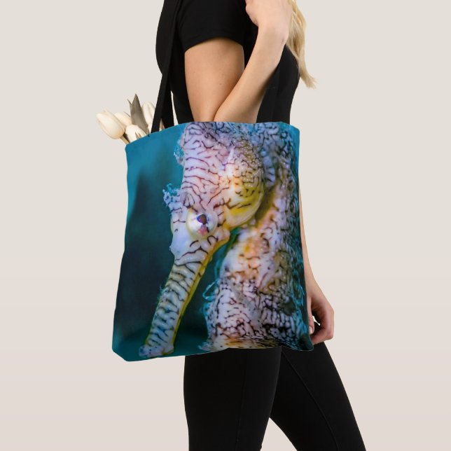 handy tote bag with seahorse design (Close Up)