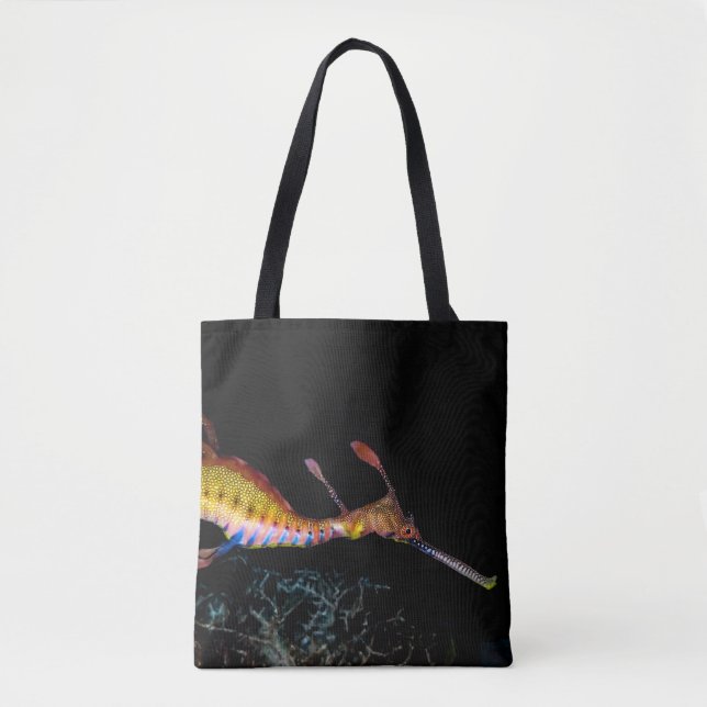 Handy tote bag with weedy sea dragon design (Front)