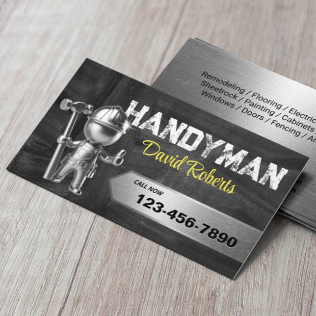 Handyman 3D Worker Repair & Maintenance Service Business Card (Creator Uploaded)