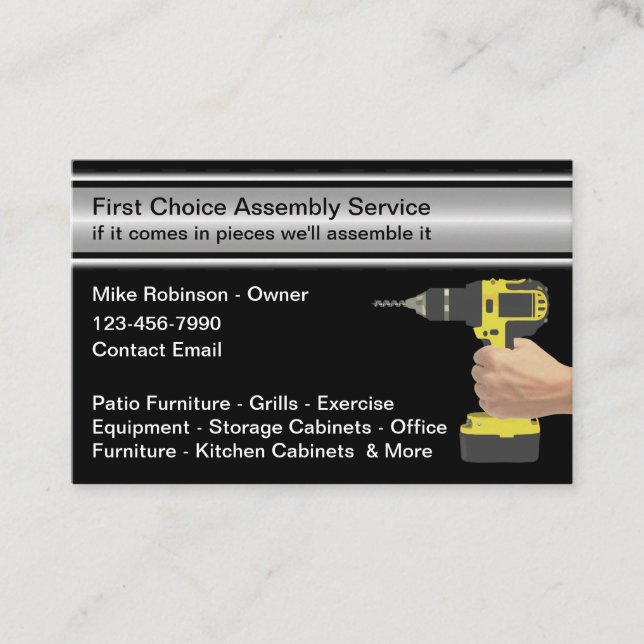 Handyman Assembly Services Business Cards (Front)