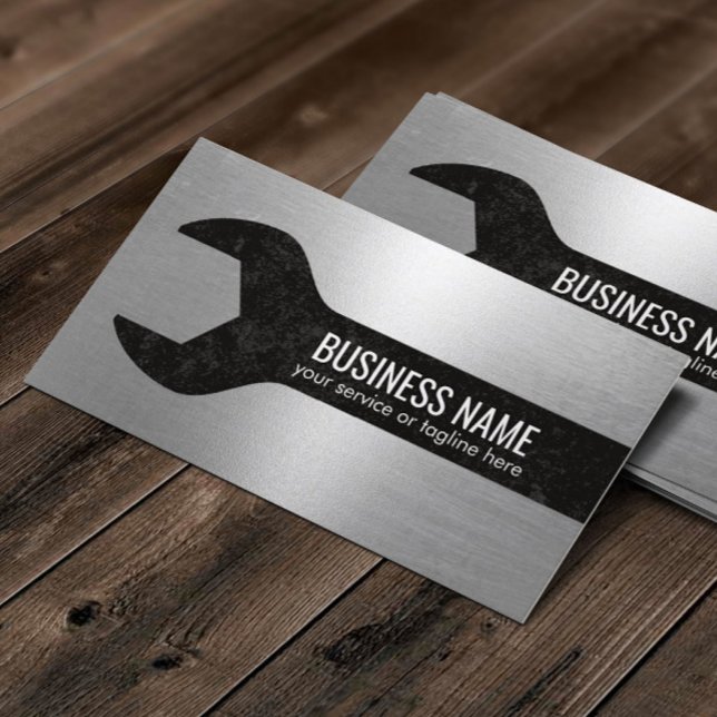 Handyman Auto Repair Maintenance Service Metallic Business Card (Creator Uploaded)