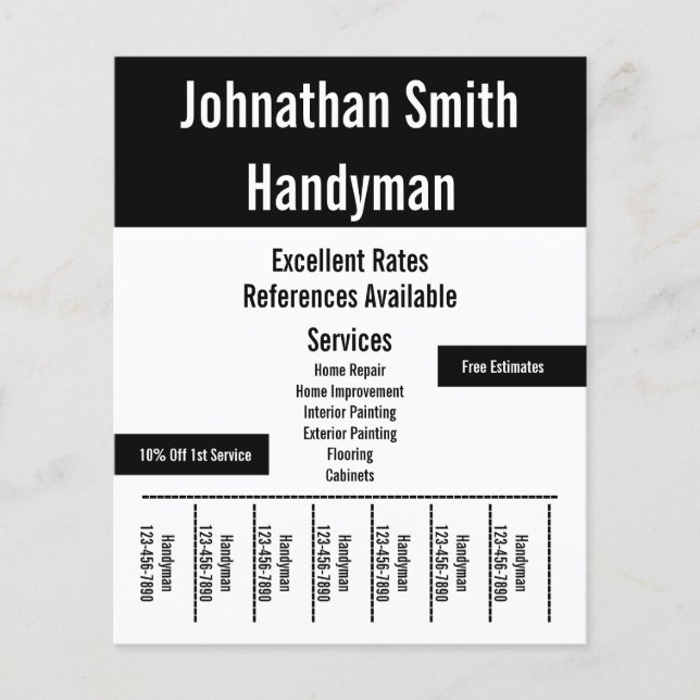Handyman Black and White Promotional Template Flyer (Front)