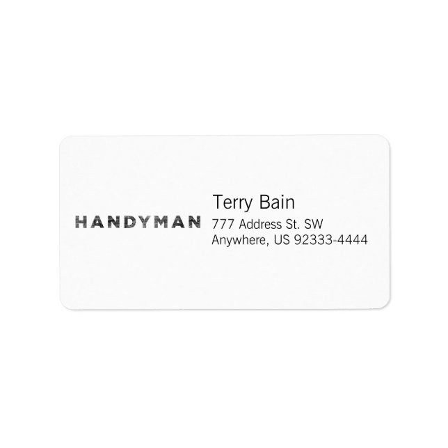 Handyman [Black Letterpress Style] Label (Front)