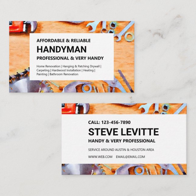 Handyman Business Card - Construction Tools (Front/Back)