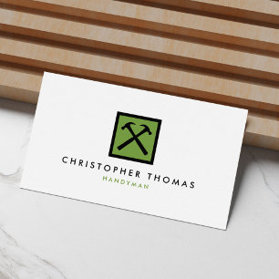 Handyman, Carpenter, Builder Green Logo Business Card