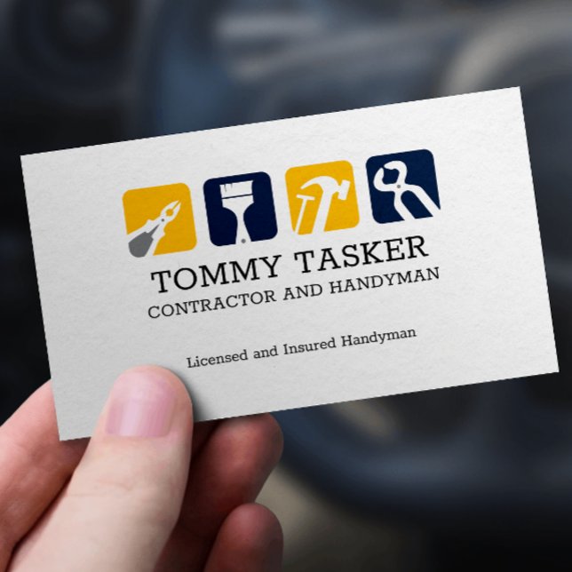 Handyman Carpenter Home repair Tools Logo Business Card (Creator Uploaded)