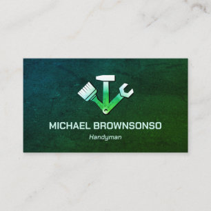Handyman Carpenter Services Simple Green Dust Business Card