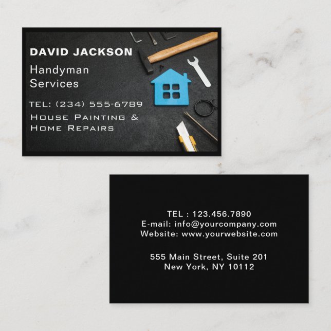 Handyman / Carpenter Tools Home Improvement Wood  Business Card (Front/Back)