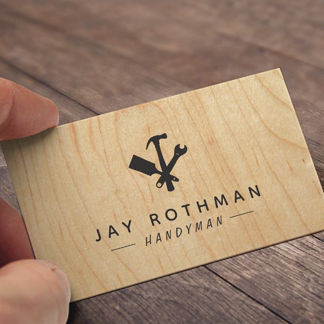 Handyman / Carpenter Tools Home Improvement Wood Business Card (Creator Uploaded)