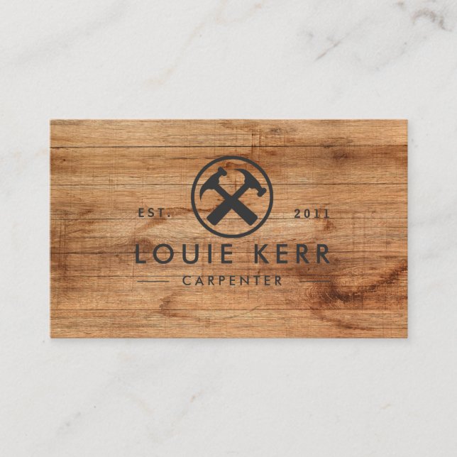 Handyman, Carpenter, Woodworker , Wood  Business Card (Front)