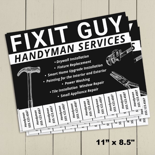 Handyman Carpentry Tear Off Phone Number Flyer (Creator Uploaded)
