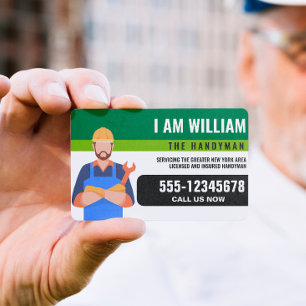 Handyman Cartoon Guy House Repair & Maintenance  Business Card
