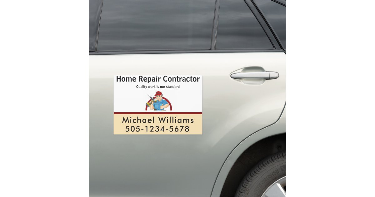 Handyman Contractor Home Repair Car Door Zazzle.co.uk