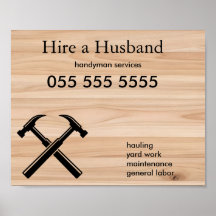 Handyman Contractor Rustic Wood Hammer Logo