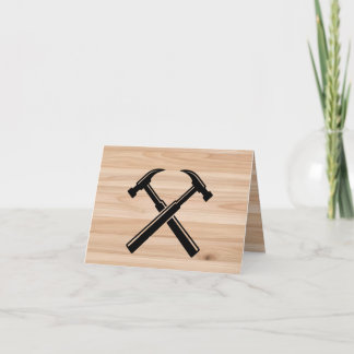 Handyman Contractor Rustic Wood Hammer Logo Thank You Card