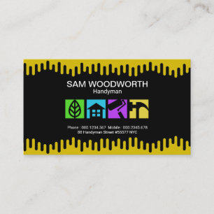 Handyman Dripping Paint Special Service Placard Business Card