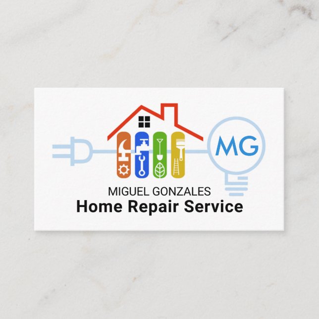 Handyman Electrical Circuit Home Remodeling Business Card (Front)