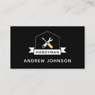 Handyman Electrician Plumber Tools Black & White Business Card