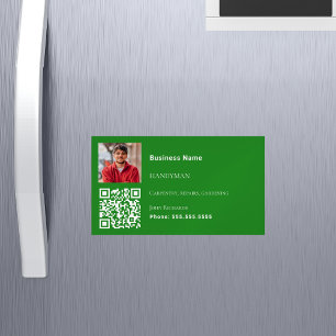 Handyman forest green photo QR code Magnetic Business Card