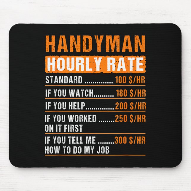 Handyman Funny Hourly Rate Meme - Daddy Grandpa  Mouse Mat (Front)