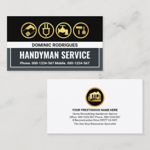 Handyman Grey Black Frame Layers Business Card