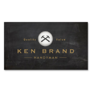 Handyman Hammer and Round Saw Magnetic Business Card