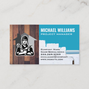 Handyman Holding Tools   Paint Roller Business Card