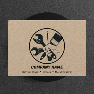 Handyman Home Living Repair service Craft Black Business Card