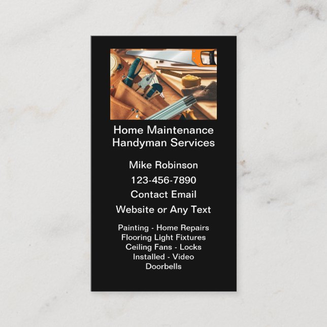 Handyman Home Maintenance Business Cards (Front)