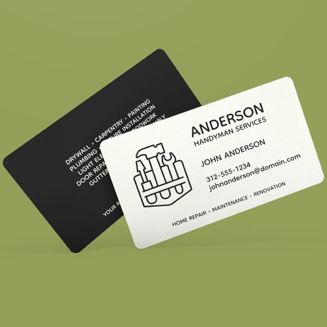 Handyman Home Repair Business Black Custom Business Card (Creator Uploaded)