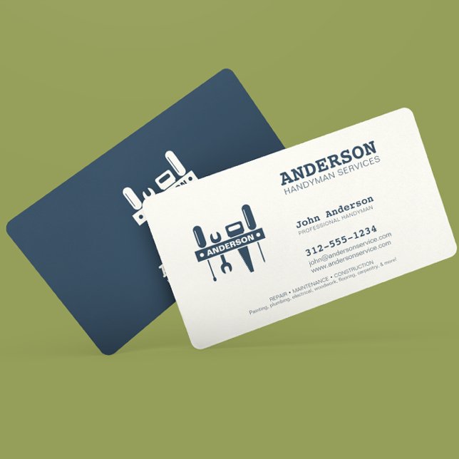 Handyman Home Repair Business Custom Indigo Blue Card (Creator Uploaded)