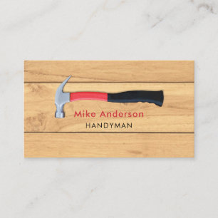 Handyman, Home Repair, Construction, Red Name Business Card