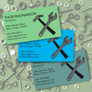Handyman Home Repair Construction Wrench Hammer Business Card