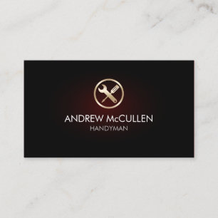 Handyman Home Repair Contractor Red Glow Business Card