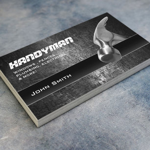 Handyman Home Repair Professional Hammer Grunge Business Card