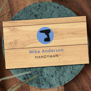 Handyman, Home Repair, QR Code, Blue Circle Business Card