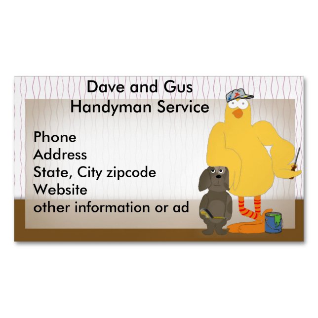 Handyman, Home Repair Template for team of two Magnetic Business Card (Front)