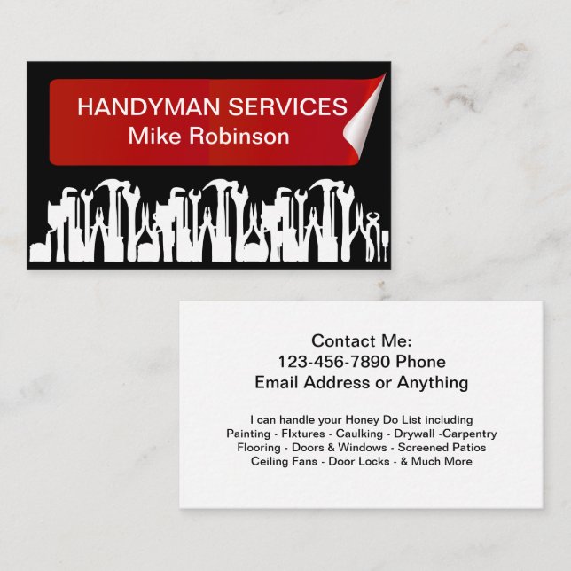 Handyman Home Services Business Card (Front/Back)
