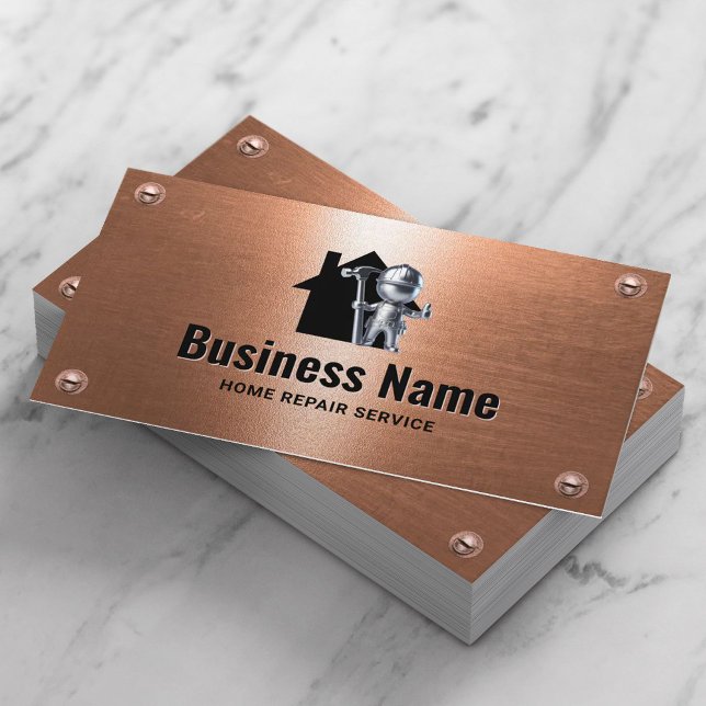 Handyman House Repair Maintenance Copper Worker Business Card (Creator Uploaded)