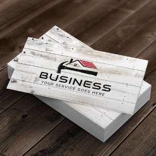 Handyman House Repair Service Rustic Wood Business Card