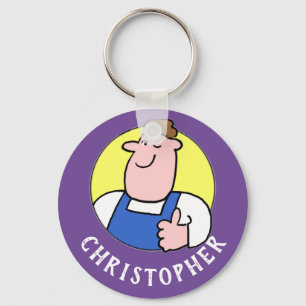 Handyman Image with Name Keychain