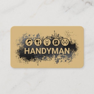Handyman In Paint Splatter Business Card