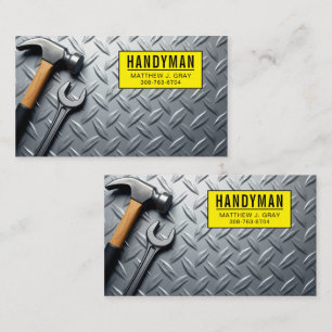 Handyman – Industrial Metal Background with Tools Business Card