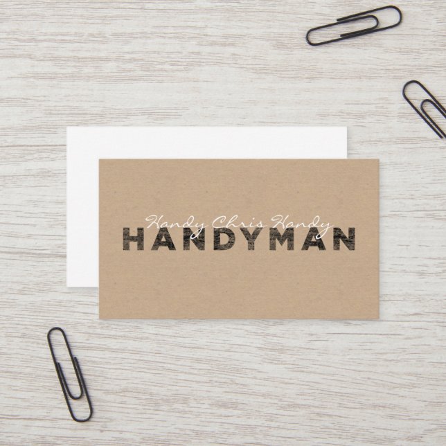 Handyman [Letterpress Style / craft paper looking] Business Card (Front/Back In Situ)
