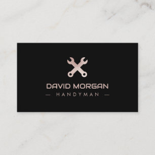 Handyman Logo Rose Gold Glitter  Business Card
