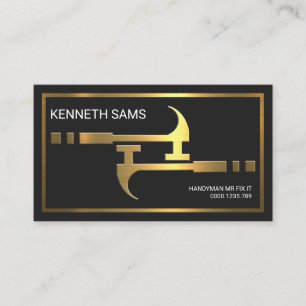 Handyman Macho Faux Gold Hammers Business Card